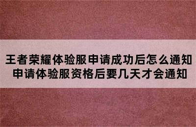 王者荣耀体验服申请成功后怎么通知 申请体验服资格后要几天才会通知